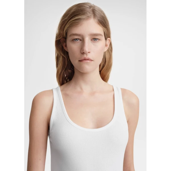 Totême Classic rib tank in White - Tops - Scandinavian Minimalist Luxury at Luxury Shoes 