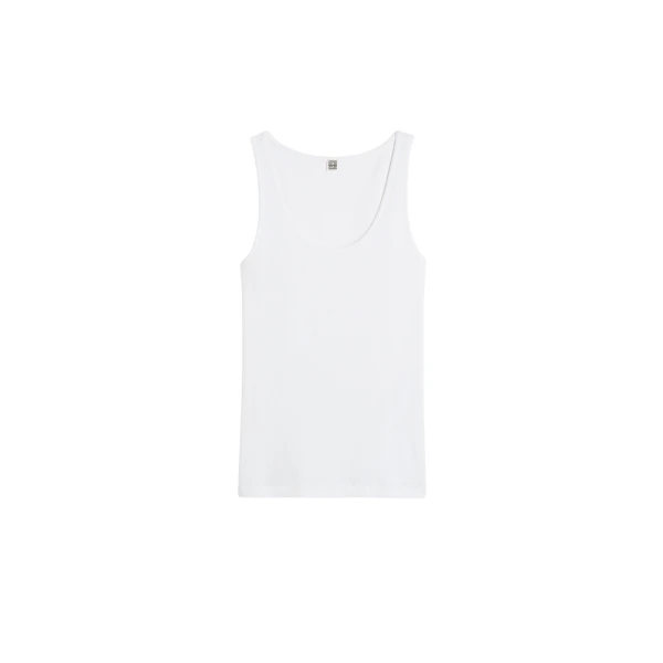 Totême Classic rib tank in White - Tops - Scandinavian Minimalist Luxury at Luxury Shoes 