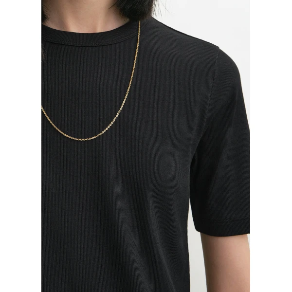 Totême Classic rib tee in Black - Tops - Scandinavian Minimalist Luxury at Luxury Shoes 