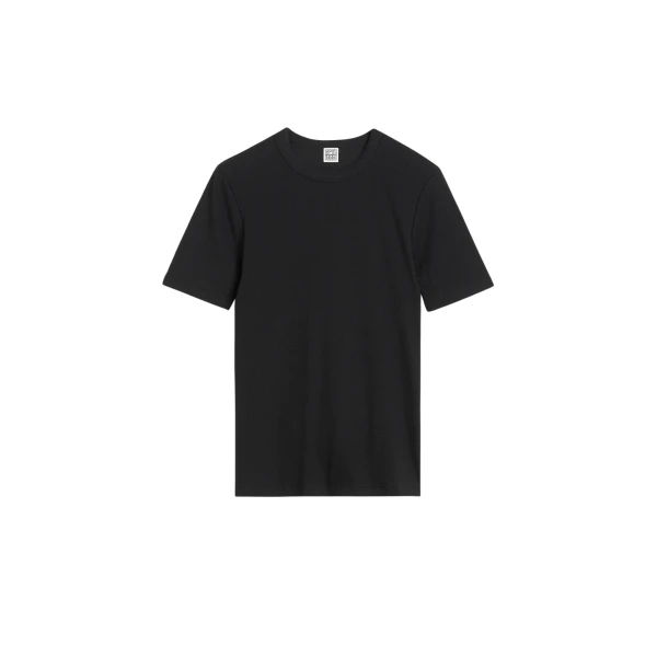 Totême Classic rib tee in Black - Tops - Scandinavian Minimalist Luxury at Luxury Shoes 