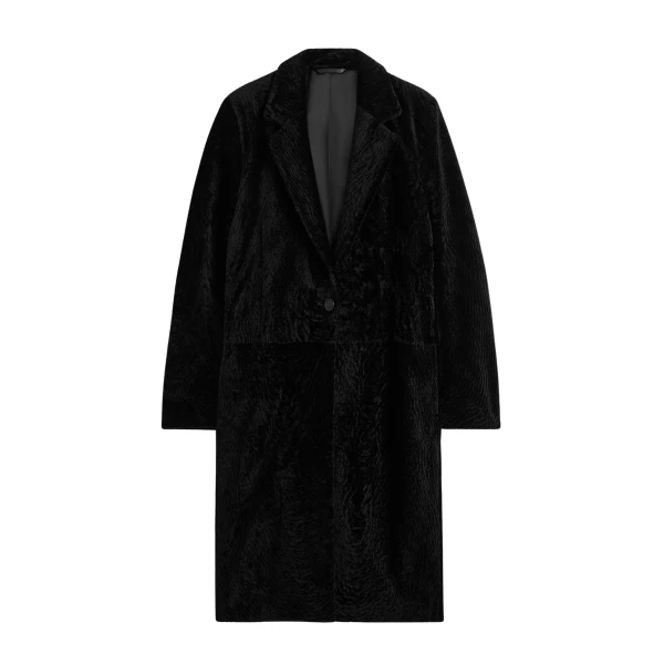 Totême Classic shearling coat in Black - Coats - Scandinavian Minimalist Luxury at Luxury Shoes 