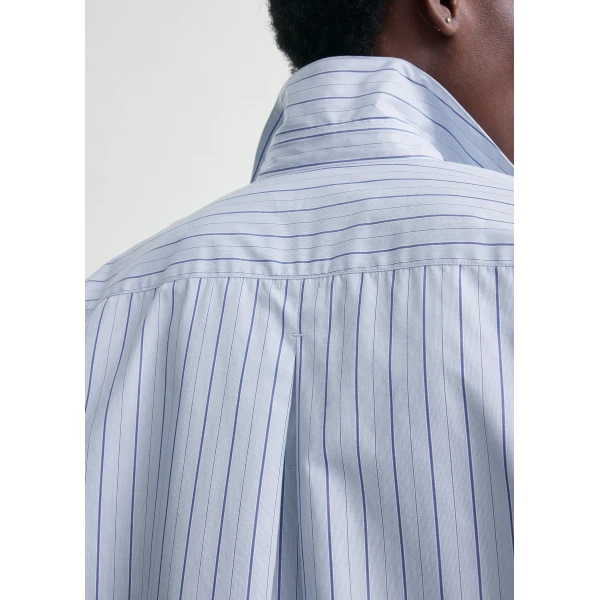 Totême Classic stripe shirt in Ice / Azure - Tops - Scandinavian Minimalist Luxury at Luxury Shoes 