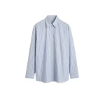 Totême Classic stripe shirt in Ice / Azure - Tops - Scandinavian Minimalist Luxury at Luxury Shoes 