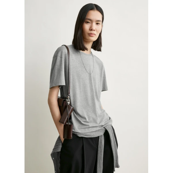 Totême Classic tee in Mid grey melange - Tops - Scandinavian Minimalist Luxury at Luxury Shoes 