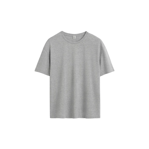 Totême Classic tee in Mid grey melange - Tops - Scandinavian Minimalist Luxury at Luxury Shoes 