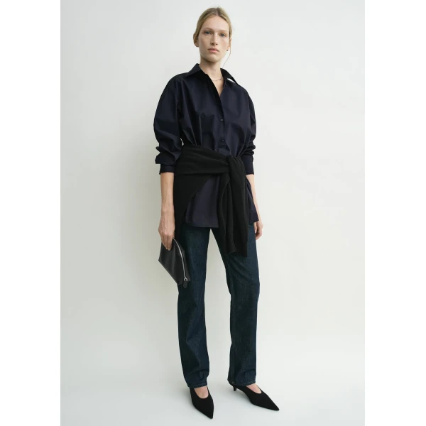 Totême Classic tumbled shirt in Midnight - Tops - Scandinavian Minimalist Luxury at Luxury Shoes 