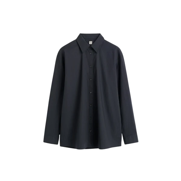 Totême Classic tumbled shirt in Midnight - Tops - Scandinavian Minimalist Luxury at Luxury Shoes 