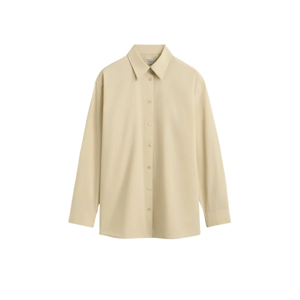 Totême Classic tumbled shirt in Peanut - Tops - Scandinavian Minimalist Luxury at Luxury Shoes 