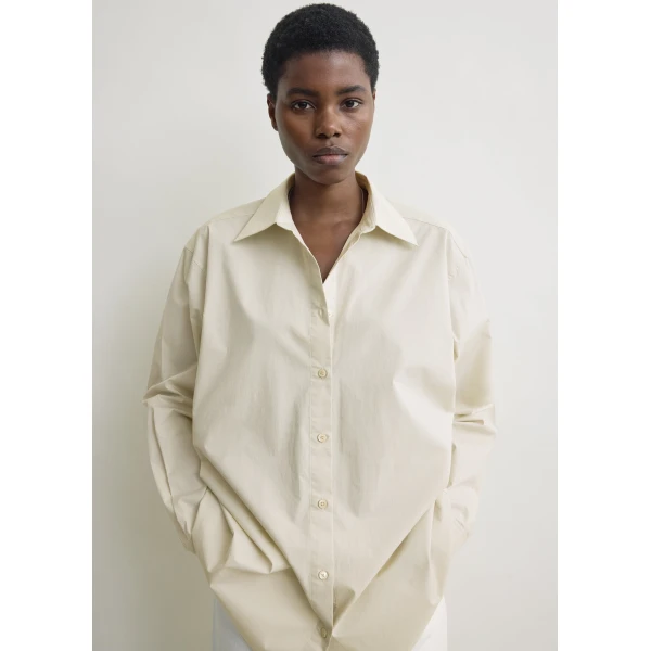 Totême Classic tumbled shirt in Pebble - Tops - Scandinavian Minimalist Luxury at Luxury Shoes 