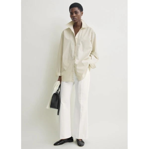 Totême Classic tumbled shirt in Pebble - Tops - Scandinavian Minimalist Luxury at Luxury Shoes 
