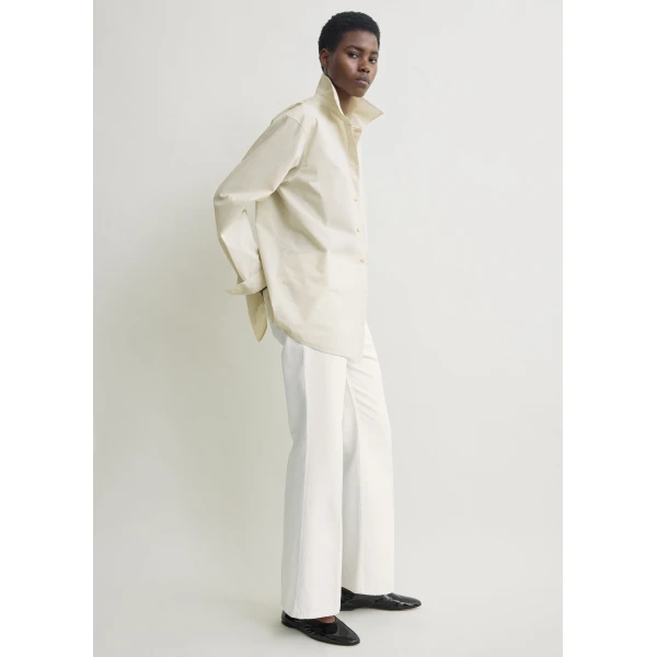 Totême Classic tumbled shirt in Pebble - Tops - Scandinavian Minimalist Luxury at Luxury Shoes 