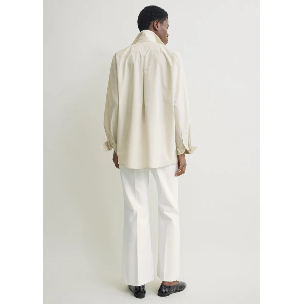Totême Classic tumbled shirt in Pebble - Tops - Scandinavian Minimalist Luxury at Luxury Shoes 