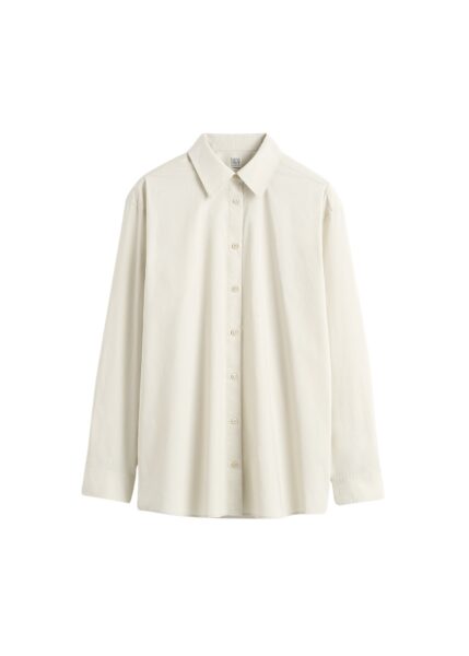 Totême Classic tumbled shirt in Pebble - Tops - Scandinavian Minimalist Luxury at Luxury Shoes 