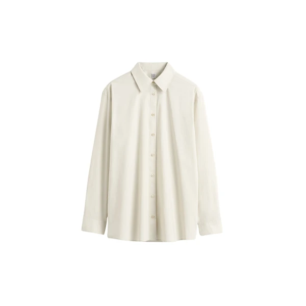 Totême Classic tumbled shirt in Pebble - Tops - Scandinavian Minimalist Luxury at Luxury Shoes 