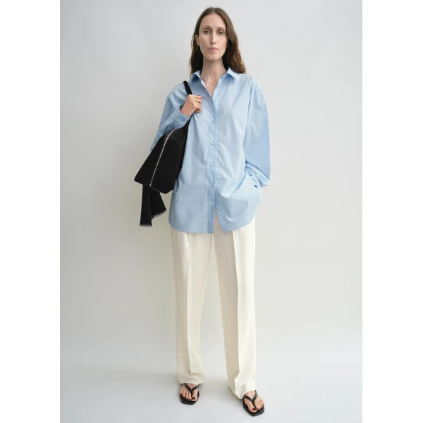 Totême Classic tumbled shirt in Sky - Tops - Scandinavian Minimalist Luxury at Luxury Shoes 