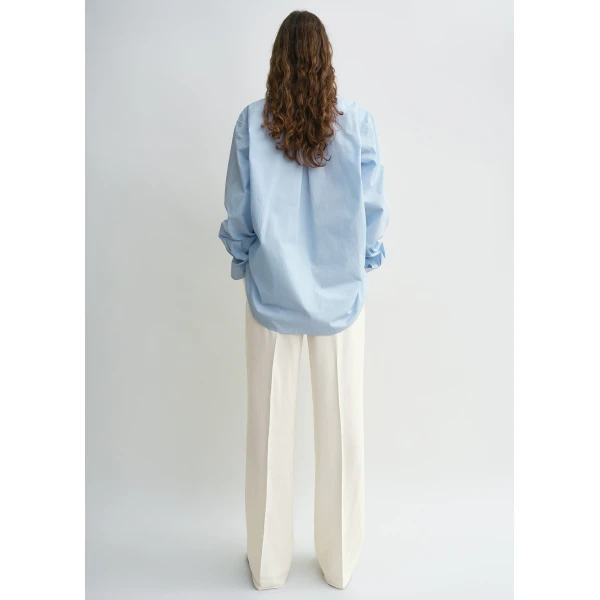 Totême Classic tumbled shirt in Sky - Tops - Scandinavian Minimalist Luxury at Luxury Shoes 