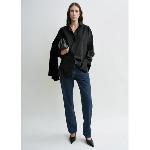 Totême Classic tumbled shirt in Washed black - Tops - Scandinavian Minimalist Luxury at Luxury Shoes 