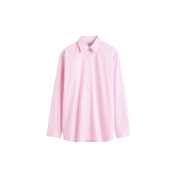 Totême Classic tumbled striped shirt in White / Bloom - Tops - Scandinavian Minimalist Luxury at Luxury Shoes 
