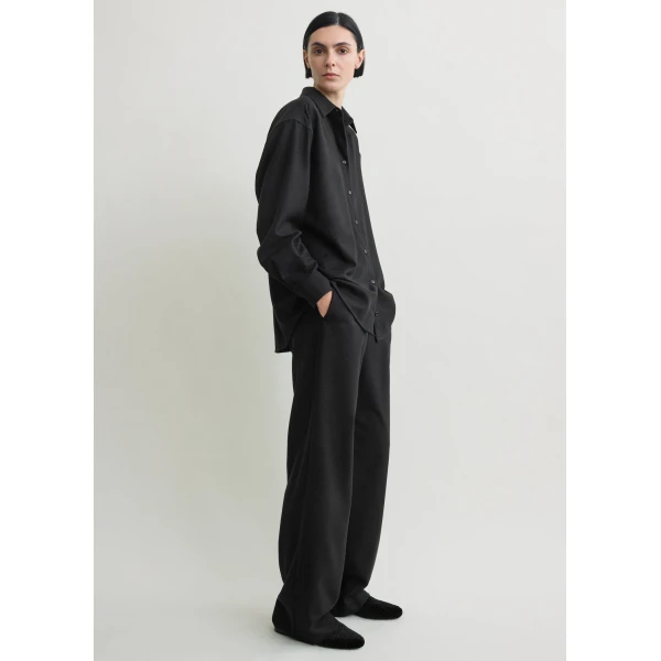 Totême Classic winter shirt in Black - Tops - Scandinavian Minimalist Luxury at Luxury Shoes 