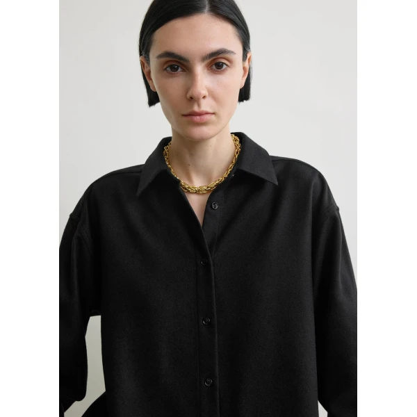 Totême Classic winter shirt in Black - Tops - Scandinavian Minimalist Luxury at Luxury Shoes 