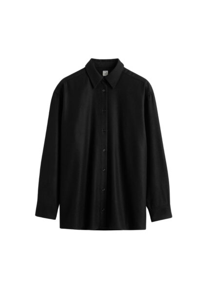 Totême Classic winter shirt in Black - Tops - Scandinavian Minimalist Luxury at Luxury Shoes 