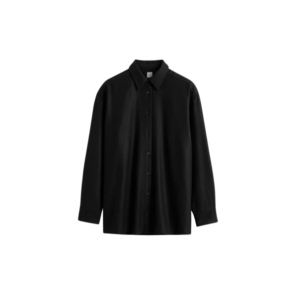 Totême Classic winter shirt in Black - Tops - Scandinavian Minimalist Luxury at Luxury Shoes 