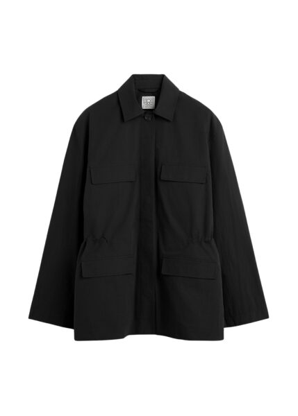 Totême Collared drawstring jacket in Black - Jackets - Scandinavian Minimalist Luxury at Luxury Shoes 