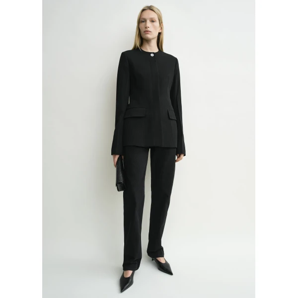 Totême Collarless evening jacket in Black - Jackets - Scandinavian Minimalist Luxury at Luxury Shoes 