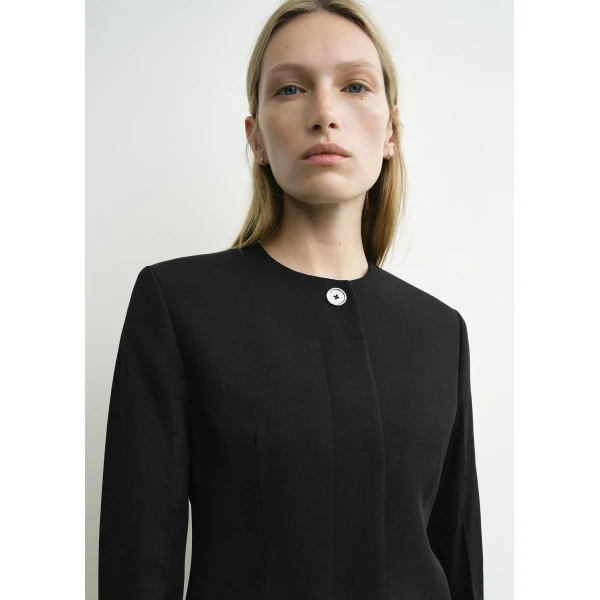 Totême Collarless evening jacket in Black - Jackets - Scandinavian Minimalist Luxury at Luxury Shoes 