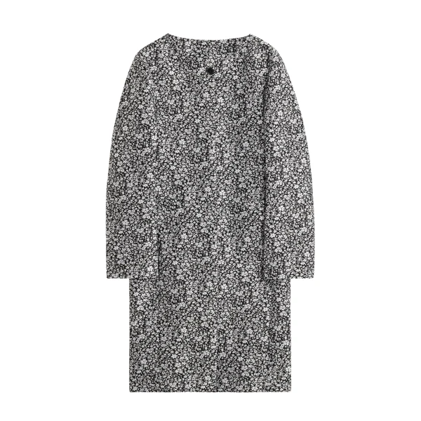 Totême Collarless floral coat in White / Black - Coats - Scandinavian Minimalist Luxury at Luxury Shoes 
