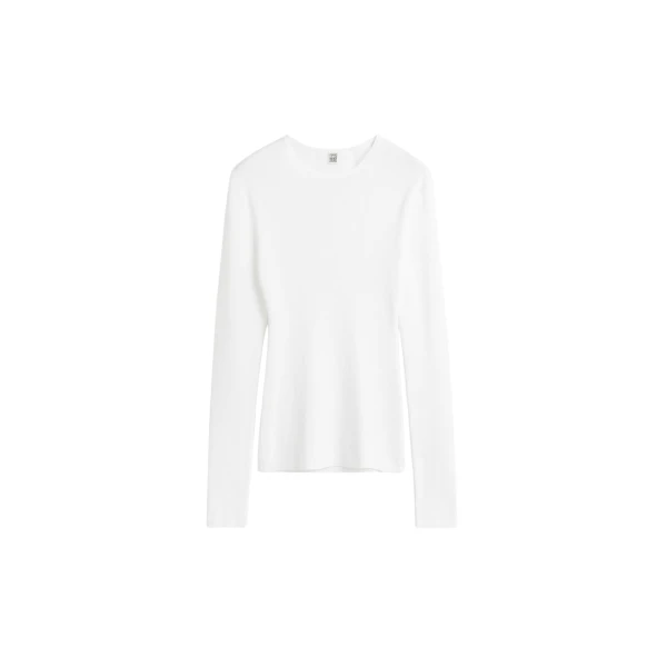 Totême Compact cotton top in White - Knitwear - Scandinavian Minimalist Luxury at Luxury Shoes 