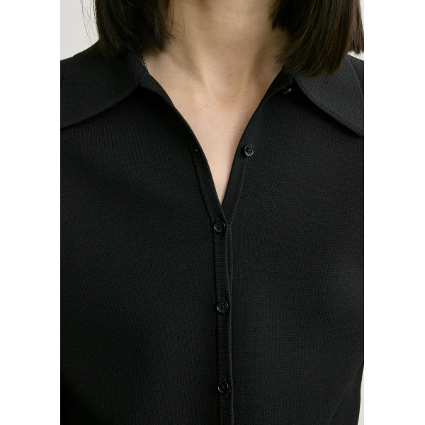 Totême Compact knit buttoned top in Black - Knitwear - Scandinavian Minimalist Luxury at Luxury Shoes 