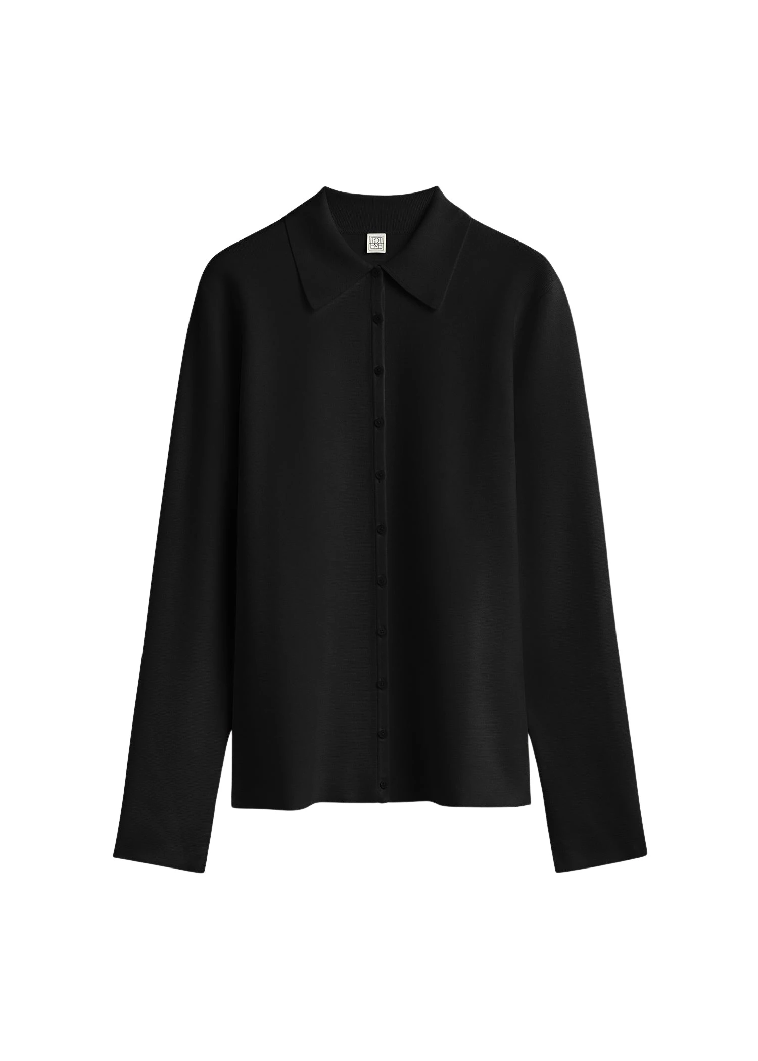 Toteme-Compact-knit-buttoned-top-in-Black33546_nobg Totême Compact knit buttoned top in Black - Knitwear - Scandinavian Minimalist Luxury at Luxury Shoes