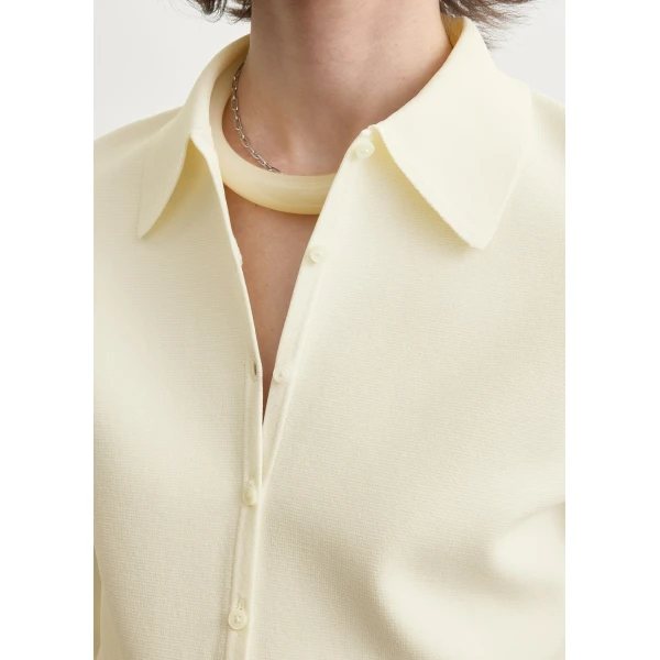 Totême Compact knit buttoned top in White - Knitwear - Scandinavian Minimalist Luxury at Luxury Shoes 