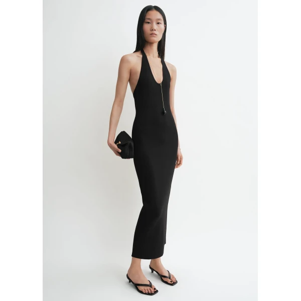 Totême Compact knit halter dress in Black - Dresses - Scandinavian Minimalist Luxury at Luxury Shoes 