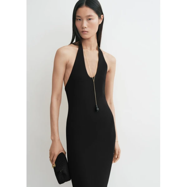 Totême Compact knit halter dress in Black - Dresses - Scandinavian Minimalist Luxury at Luxury Shoes 