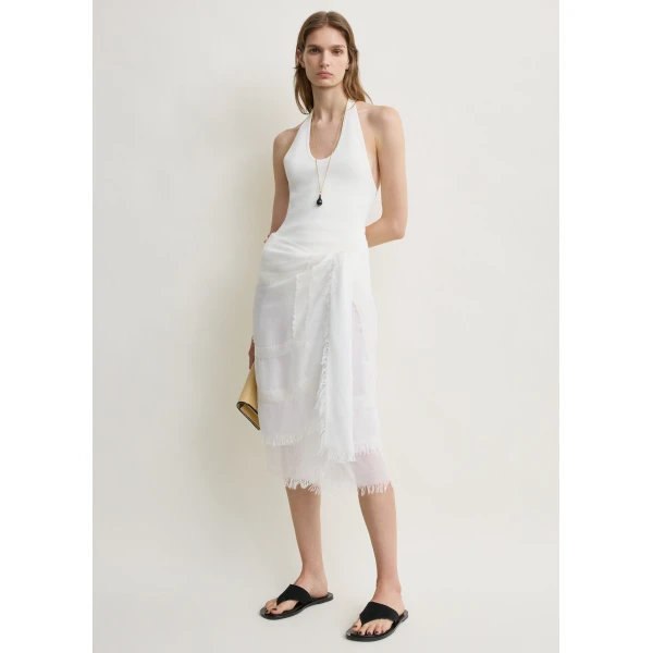 Totême Compact knit halter top in Optic white - Tops - Scandinavian Minimalist Luxury at Luxury Shoes 