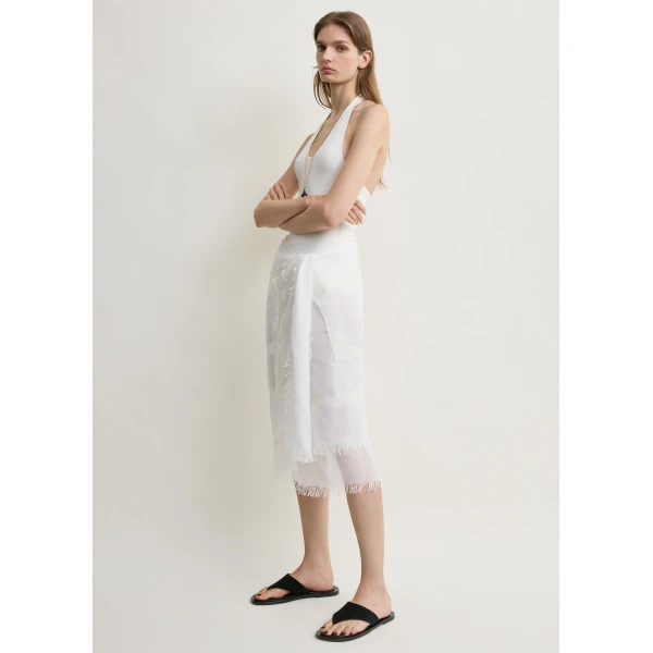 Totême Compact knit halter top in Optic white - Tops - Scandinavian Minimalist Luxury at Luxury Shoes 
