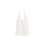Totême Compact knit halter top in Optic white - Tops - Scandinavian Minimalist Luxury at Luxury Shoes 