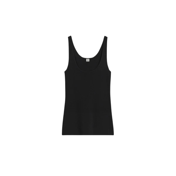 Totême Compact knit tank in Black - Knitwear - Scandinavian Minimalist Luxury at Luxury Shoes 