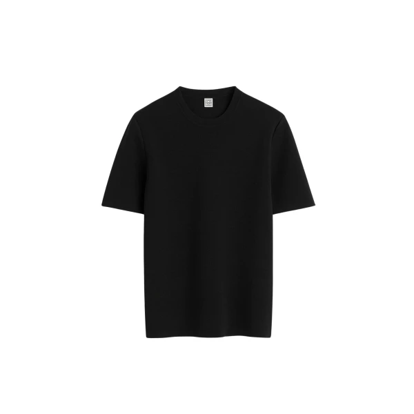 Totême Compact knit tee in Black - Knitwear - Scandinavian Minimalist Luxury at Luxury Shoes 