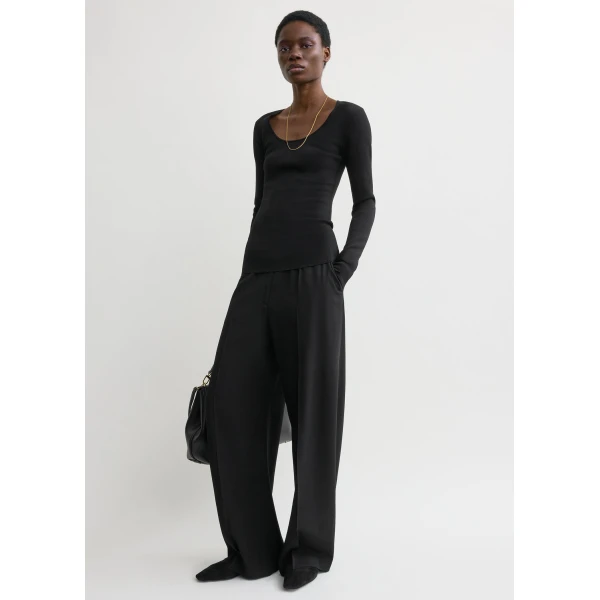 Totême Compact knit top in Black - Knitwear - Scandinavian Minimalist Luxury at Luxury Shoes 