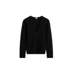 Toteme-Compact-knit-v-neck-in-Black49785_nobg Totême Compact knit v-neck in Black - Knitwear - Scandinavian Minimalist Luxury at Luxury Shoes