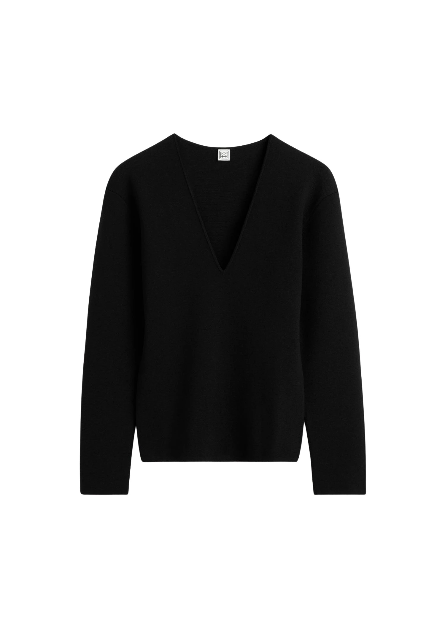 Toteme-Compact-knit-v-neck-in-Black49785_nobg Totême Compact knit v-neck in Black - Knitwear - Scandinavian Minimalist Luxury at Luxury Shoes