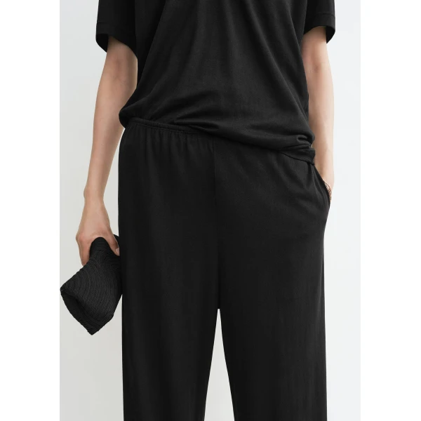 Totême Cotton silk pj bottoms in Black - Pants - Scandinavian Minimalist Luxury at Luxury Shoes 