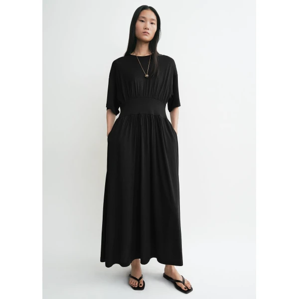 Totême Cotton silk tee dress in Black - Dresses - Scandinavian Minimalist Luxury at Luxury Shoes 