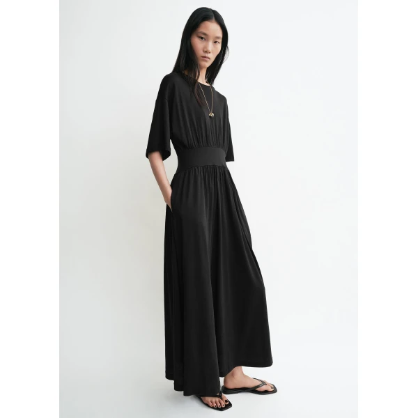 Totême Cotton silk tee dress in Black - Dresses - Scandinavian Minimalist Luxury at Luxury Shoes 