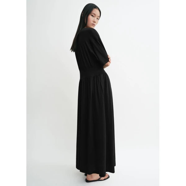 Totême Cotton silk tee dress in Black - Dresses - Scandinavian Minimalist Luxury at Luxury Shoes 