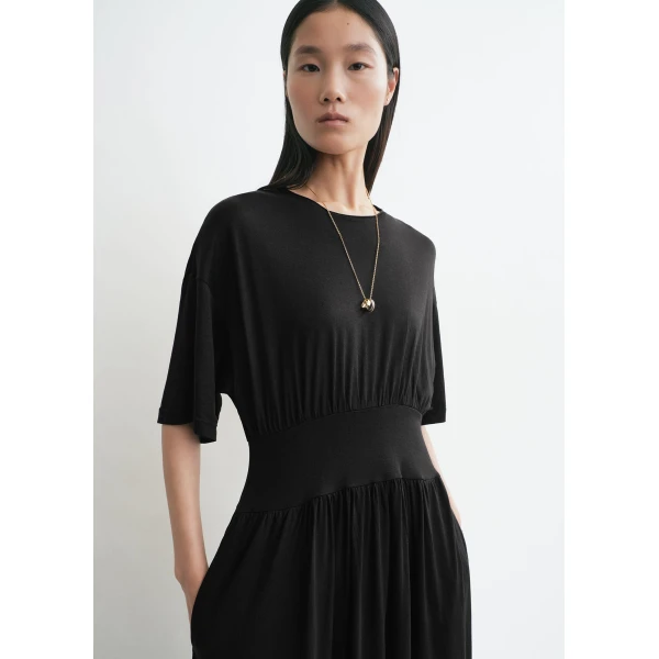 Totême Cotton silk tee dress in Black - Dresses - Scandinavian Minimalist Luxury at Luxury Shoes 