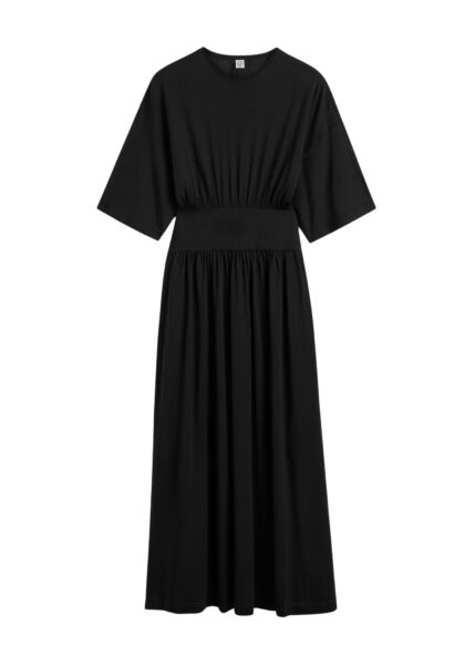 Totême Cotton silk tee dress in Black - Dresses - Scandinavian Minimalist Luxury at Luxury Shoes 